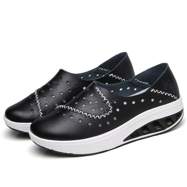 2019 spring and summer rocking shoes large size women's genuine leather fashion breathable porous shoes platform foot covering c, Black
2019 spring and summer rocking shoes large size women's genuine leather fashion breathable porous shoes platform foot covering c, Black