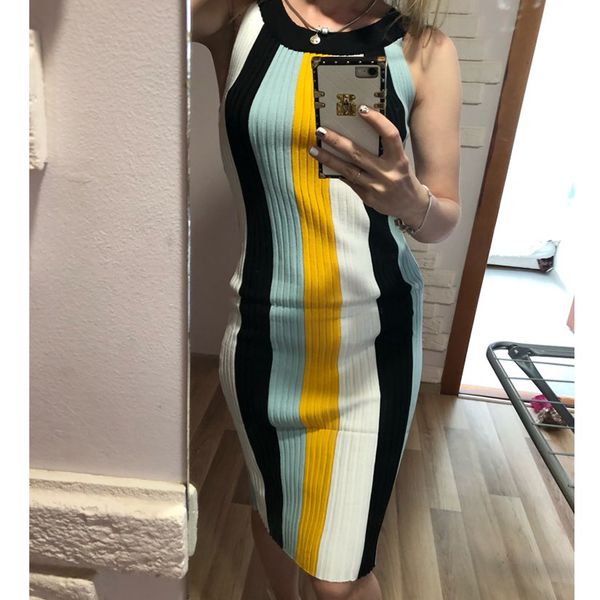 2019 Casual Stretch Striped Women Dress Sleeveless Spring Summer Vintage Bodycon Sweater Dresses Knitted Vestidos
2019 Casual Stretch Striped Women Dress Sleeveless Spring Summer Vintage Bodycon Sweater Dresses Knitted Vestidos