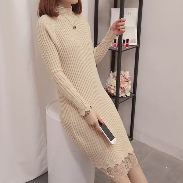 women long sweater dress nice elastic ribbed skinny knitted dress slim long sleeve femame jumper, White;black
women long sweater dress nice elastic ribbed skinny knitted dress slim long sleeve femame jumper, White;black