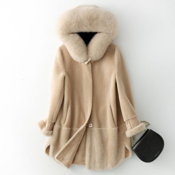 2020 new real fur coat women winter jacket hooded fur collar korean sheep shearing wool coats and jackets l1993 kj3379, Black
2020 new real fur coat women winter jacket hooded fur collar korean sheep shearing wool coats and jackets l1993 kj3379, Black