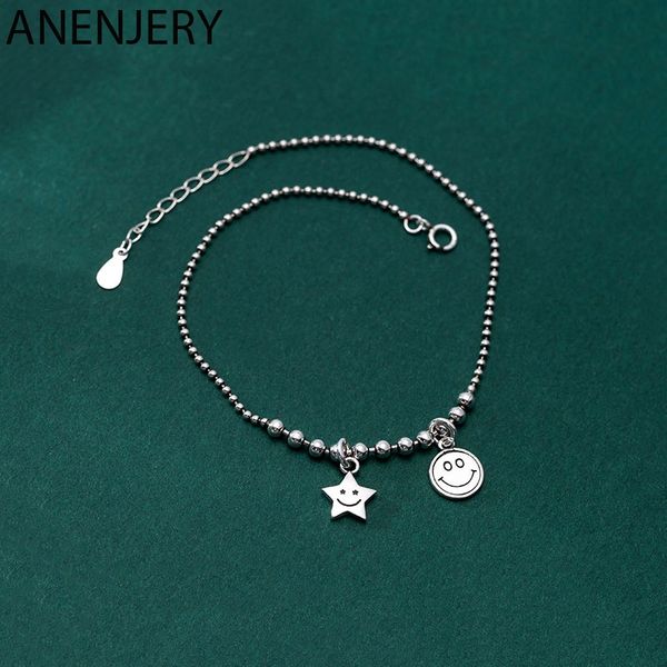 anenjery star smiling face pendant anklet bracelet 925 silver round bead chain bracelet anklet for women summer jewelry s-b369, Red;blue
anenjery star smiling face pendant anklet bracelet 925 silver round bead chain bracelet anklet for women summer jewelry s-b369, Red;blue