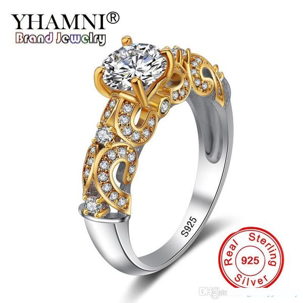 yhamni fine jewelry 100% original pure 925 sterling silver ring gold color sona cz diamond band wedding rings for women jz243, Slivery;golden
yhamni fine jewelry 100% original pure 925 sterling silver ring gold color sona cz diamond band wedding rings for women jz243, Slivery;golden