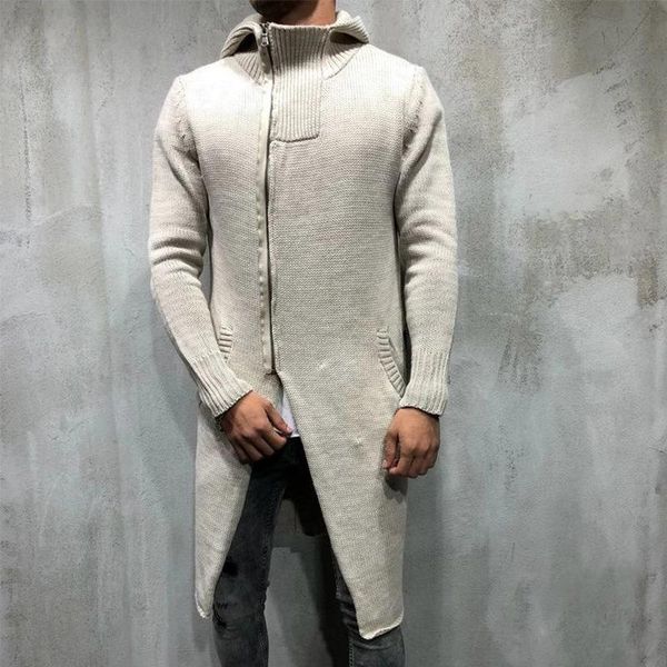 men designer sweaters long hooded solid casual cardigan sweatshirts, White;black
men designer sweaters long hooded solid casual cardigan sweatshirts, White;black