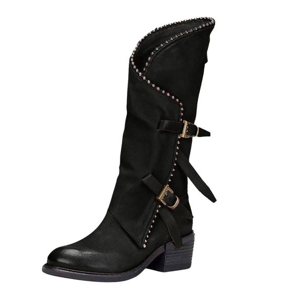women's boots fashion ladies square heel motorcycle high -tube boots casual belt buckle shoes female warm shoes large size m840#, Black
women's boots fashion ladies square heel motorcycle high -tube boots casual belt buckle shoes female warm shoes large size m840#, Black
