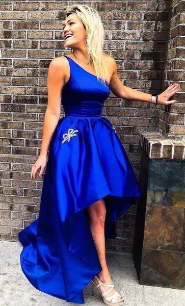 cute royal blue hi low prom evening dresses 2020 one shoulder a line satin with pockets beaded ruched formal party dress new, Black
cute royal blue hi low prom evening dresses 2020 one shoulder a line satin with pockets beaded ruched formal party dress new, Black