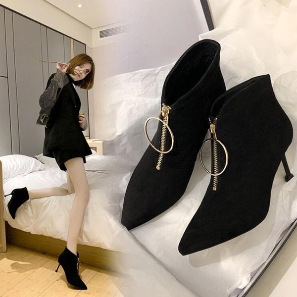 women shoes woman fashion high-heeled retro ankle winter flock boots 2019 short plush fur warm boot t200104, Black
women shoes woman fashion high-heeled retro ankle winter flock boots 2019 short plush fur warm boot t200104, Black