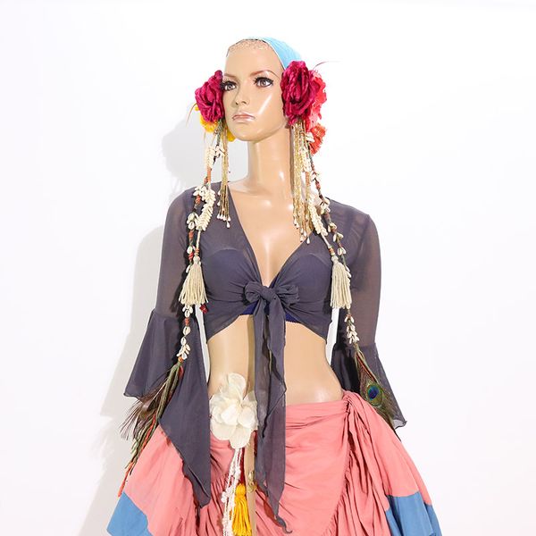 5colors belly dance clothes women mesh front cross crop halter deep v neck flare sleeve byy06-10, Black;red
5colors belly dance clothes women mesh front cross crop halter deep v neck flare sleeve byy06-10, Black;red