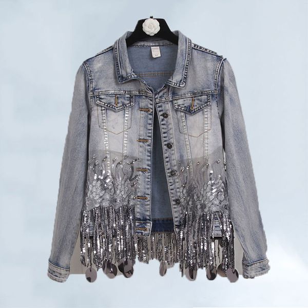 2019 autumn new women sequins tassel loose long-sleeved denim jacket fashion slim street harem pants two-piece suit women 179, Black;brown
2019 autumn new women sequins tassel loose long-sleeved denim jacket fashion slim street harem pants two-piece suit women 179, Black;brown