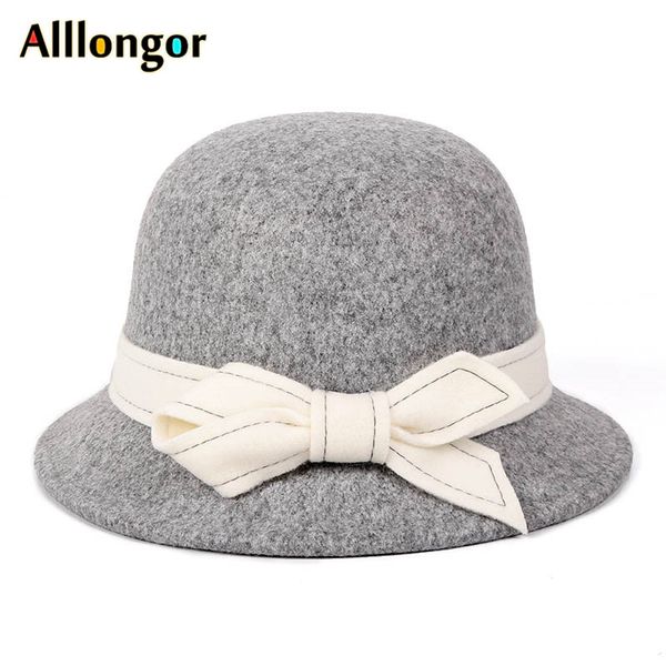 2019 autumn winter hat women elegant bow solid gray sombrero mujer fedora hat ladies formal vintage wool felt bowler, Blue;gray
2019 autumn winter hat women elegant bow solid gray sombrero mujer fedora hat ladies formal vintage wool felt bowler, Blue;gray