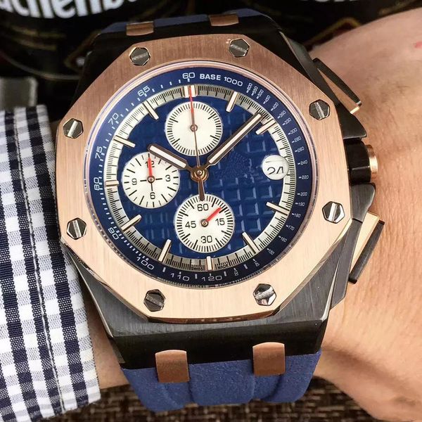 2019 men's watch 26401po 44mm multi-function dial japan imported quartz chronograph original strap wristwatch, Slivery;brown
2019 men's watch 26401po 44mm multi-function dial japan imported quartz chronograph original strap wristwatch, Slivery;brown