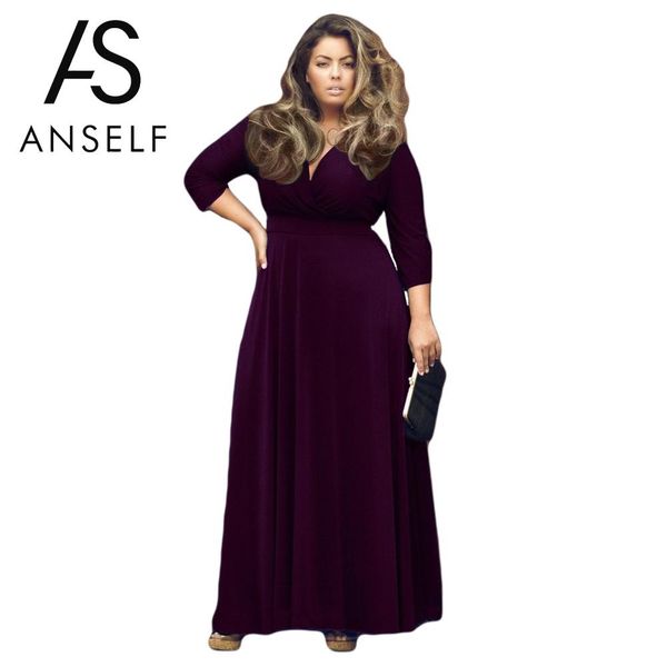 autumn fashion women maxi long dress stretch deep v neck three quarter sleeve plus size dresses casual big size one-piece, Black;gray
autumn fashion women maxi long dress stretch deep v neck three quarter sleeve plus size dresses casual big size one-piece, Black;gray
