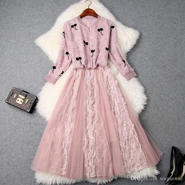women girls cute pink mesh long skirt suit cherry embroidery chiffon jacket skirts two piece set new 2019 spring summer, White
women girls cute pink mesh long skirt suit cherry embroidery chiffon jacket skirts two piece set new 2019 spring summer, White