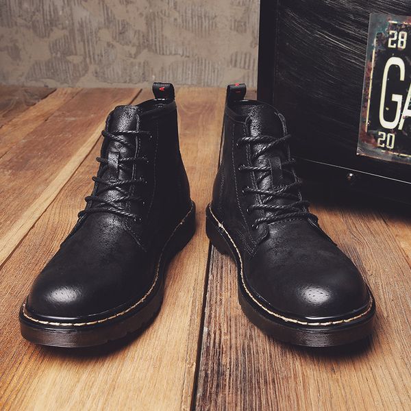 men's boots leather autumn leather shoes men's high-lace-up motorcycle boots winter plush fur warm snow, Black
men's boots leather autumn leather shoes men's high-lace-up motorcycle boots winter plush fur warm snow, Black