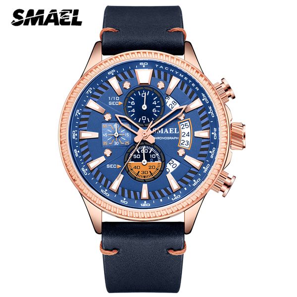 smael watch chronograph men leather sport quartz wristwatch man automatic date clock relogio masculino, Slivery;brown
smael watch chronograph men leather sport quartz wristwatch man automatic date clock relogio masculino, Slivery;brown
