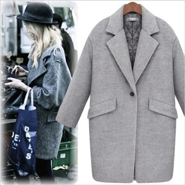 uk 2019 women winter solid turndown collar single button simple wool long coat female gray outerwear casacos manteau femme, Black
uk 2019 women winter solid turndown collar single button simple wool long coat female gray outerwear casacos manteau femme, Black
