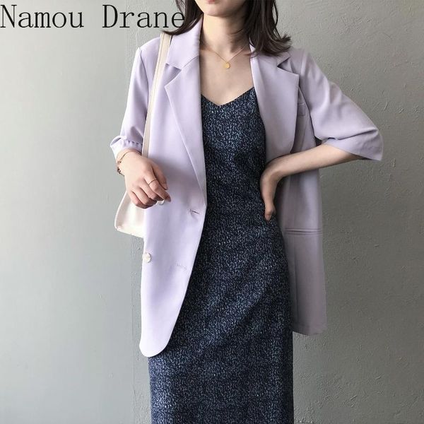 women's suits & blazers 2021 summer korean causal suit jacket double breasted half sleeve blazer coat notched collar solid bazers outwe, White;black
women's suits & blazers 2021 summer korean causal suit jacket double breasted half sleeve blazer coat notched collar solid bazers outwe, White;black