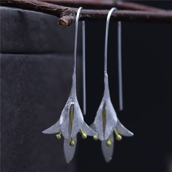 19*54mm 100% 925 sterling silver lily flower trendy drop earring for women dull polish s925 fine jewelry, Golden;silver
19*54mm 100% 925 sterling silver lily flower trendy drop earring for women dull polish s925 fine jewelry, Golden;silver