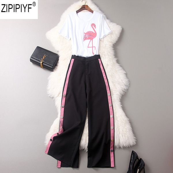 2018 summer fashion new female short sleeve o-neck shirt + ankle-length wide leg pants suits women sets c1470, White
2018 summer fashion new female short sleeve o-neck shirt + ankle-length wide leg pants suits women sets c1470, White