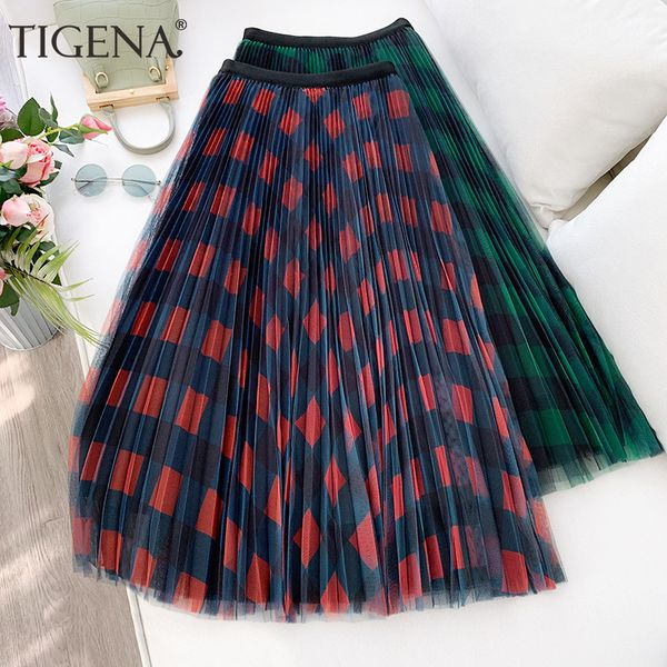 tigena cute plaid tulle skirt women fashion 2020 spring summer korean school checked high waist pleated maxi skirt female lady, Black
tigena cute plaid tulle skirt women fashion 2020 spring summer korean school checked high waist pleated maxi skirt female lady, Black