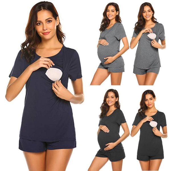 klv 2019 maternity pajamas for hospital set short sleeve breastfeeding pregnancy nursing pajamas 1.25, Blue;gray
klv 2019 maternity pajamas for hospital set short sleeve breastfeeding pregnancy nursing pajamas 1.25, Blue;gray