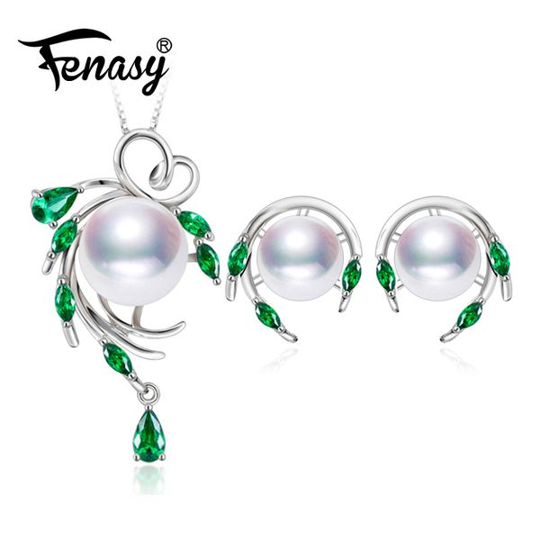 fenasy 925 sterling silver natural pearl jewelry sets for women,emerald stud earrings,pendant necklace engagement ring set, Black
fenasy 925 sterling silver natural pearl jewelry sets for women,emerald stud earrings,pendant necklace engagement ring set, Black
