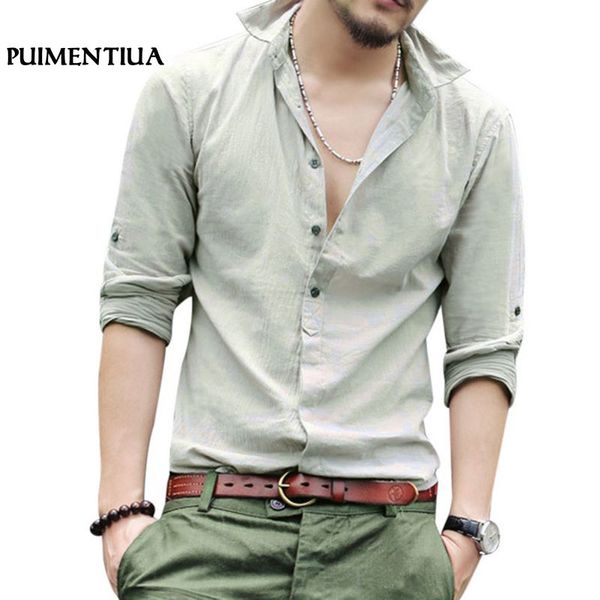 puimentiua summer men casual shirts turn-down collar shirts solid buttons long sleeve streetwear camisade hombre, White;black
puimentiua summer men casual shirts turn-down collar shirts solid buttons long sleeve streetwear camisade hombre, White;black