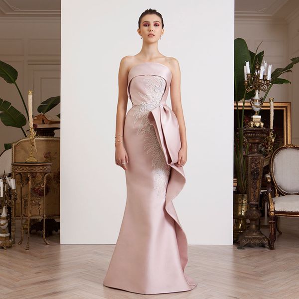 fashion mermaid peplum prom dresses strapless neck lace appliqued party dress floor length satin plus size formal gowns, Black
fashion mermaid peplum prom dresses strapless neck lace appliqued party dress floor length satin plus size formal gowns, Black