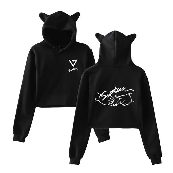 korean seventeen17 group hoodie women's exposed navel short hoodies cat ears cap kawaii sweatshirt kpop seventeen17, Black
korean seventeen17 group hoodie women's exposed navel short hoodies cat ears cap kawaii sweatshirt kpop seventeen17, Black