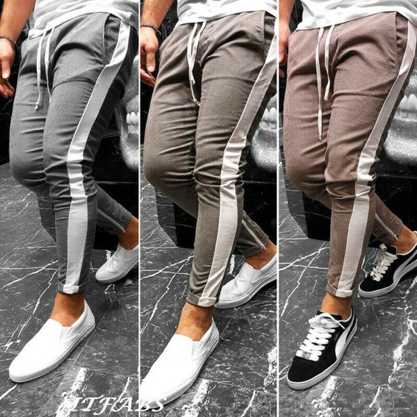 men striped slim fit long pants urban skinny trousers for men high waist casual pencil jogger cargo pants bottoms, Black
men striped slim fit long pants urban skinny trousers for men high waist casual pencil jogger cargo pants bottoms, Black