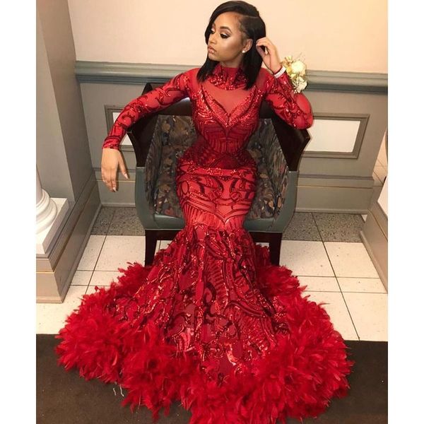 Red Mermaid Prom Dresses 2019 New Long Sleeve Floor Length Sequined High Neck Formal Evening Dress Party Gowns A14
Red Mermaid Prom Dresses 2019 New Long Sleeve Floor Length Sequined High Neck Formal Evening Dress Party Gowns A14