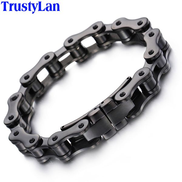trustylan men jewelry pure black stainless steel bracelets & bangles fashion thick bicycle chain bracelet men's gift, Golden;silver
trustylan men jewelry pure black stainless steel bracelets & bangles fashion thick bicycle chain bracelet men's gift, Golden;silver