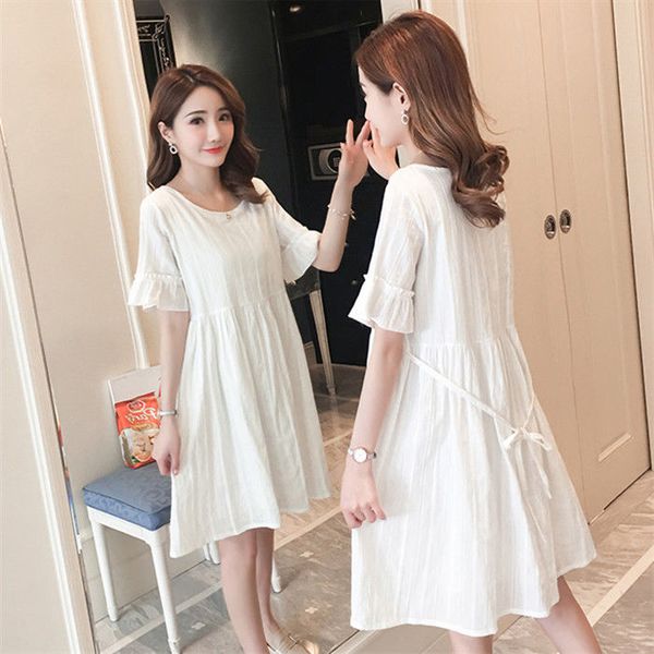 2020 new summer pregnant women loose cotton lace-up dress maternity solid color nursing midi dresses vestido h03, White
2020 new summer pregnant women loose cotton lace-up dress maternity solid color nursing midi dresses vestido h03, White