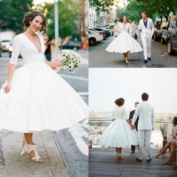 puffy short ball gown wedding dresses 2020 boho garden beach plunging v neck half sleeve bridal gown tea length reception dress al5943, White
puffy short ball gown wedding dresses 2020 boho garden beach plunging v neck half sleeve bridal gown tea length reception dress al5943, White