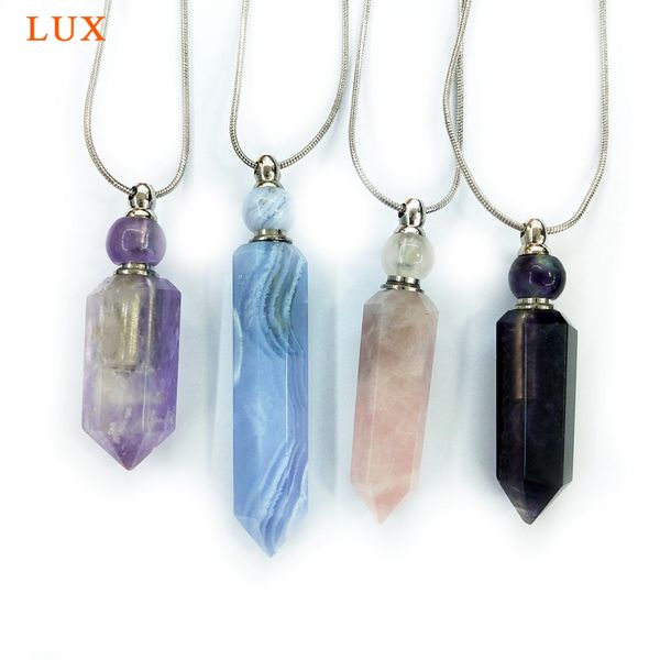 natural blue lace agates amethysts rose quartzs fluorite perfume bottle pendant essential oil jar chain necklace, Silver
natural blue lace agates amethysts rose quartzs fluorite perfume bottle pendant essential oil jar chain necklace, Silver