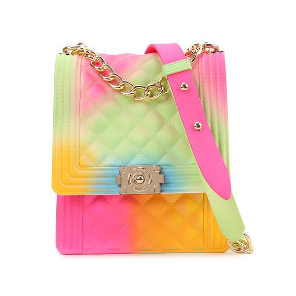 gw ladies rainbow jelly crossbody bag leisure mini girls purse handbag with lattice chain pu jelly handbags for women
gw ladies rainbow jelly crossbody bag leisure mini girls purse handbag with lattice chain pu jelly handbags for women