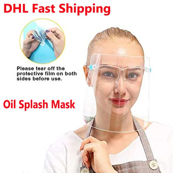 

dhl 2020 most popular house hold anti-oil splash eye protection pvc shield face mask anti-fog protector reusable party mask kitchen cooking