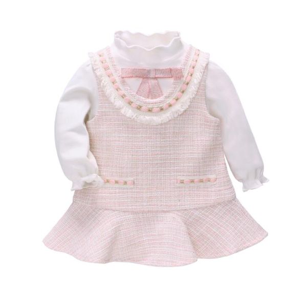 autumn new girl's little fragrance suit dress and bottom shirt two pcs sets pink, White
autumn new girl's little fragrance suit dress and bottom shirt two pcs sets pink, White