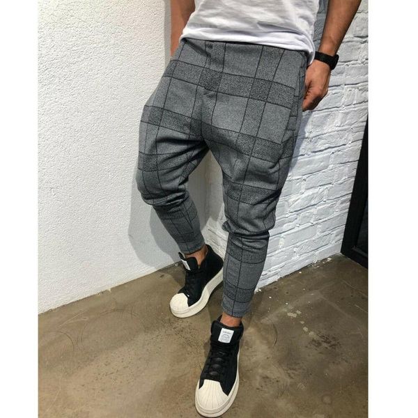 men's pants hirigin 2021 fasion men casual plaid slim trousers long, Black
men's pants hirigin 2021 fasion men casual plaid slim trousers long, Black