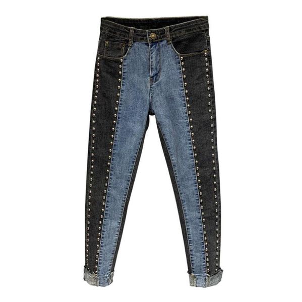 heavy industry beaded color-matching jeans female 2020 spring new fashion high waist skinny feet pencil pants denim pants r674, Blue
heavy industry beaded color-matching jeans female 2020 spring new fashion high waist skinny feet pencil pants denim pants r674, Blue