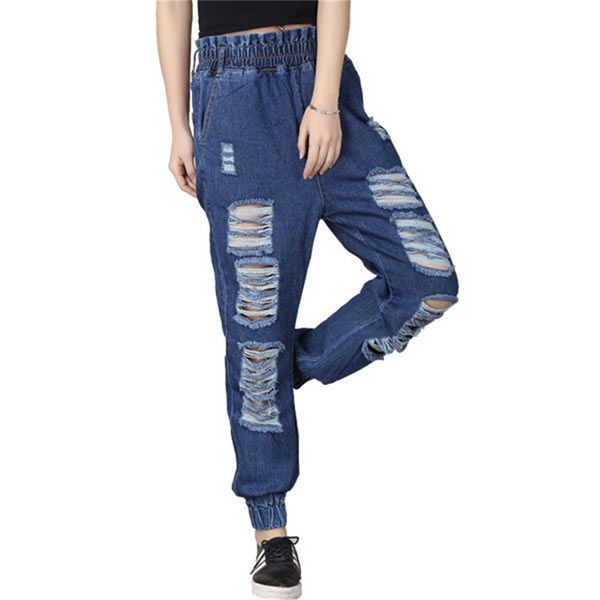 women's jeans wild mom workwear hole high waist harem woman elastic cropped pants, Blue
women's jeans wild mom workwear hole high waist harem woman elastic cropped pants, Blue