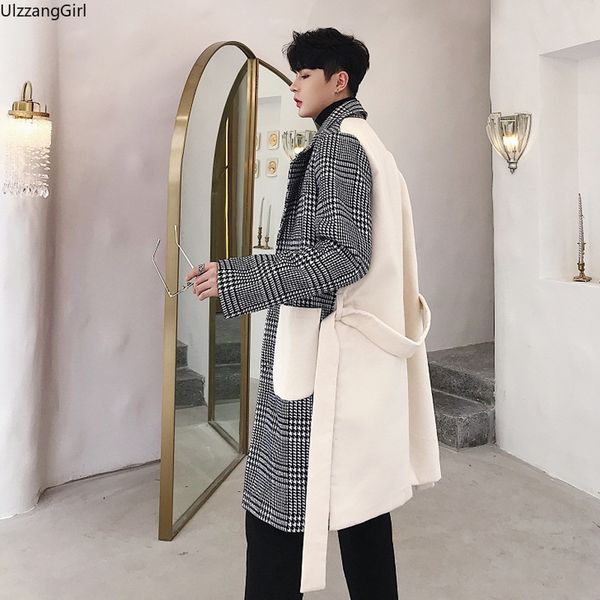 wool blend patchwork plaid waist belt sashes single breasted pocket long coat japanese winter korean overcoat men jackeop big, Black
wool blend patchwork plaid waist belt sashes single breasted pocket long coat japanese winter korean overcoat men jackeop big, Black