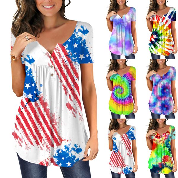 lightweight womens dye tie print v neck classic fit style tee casual short sleeve t shirts, White
lightweight womens dye tie print v neck classic fit style tee casual short sleeve t shirts, White