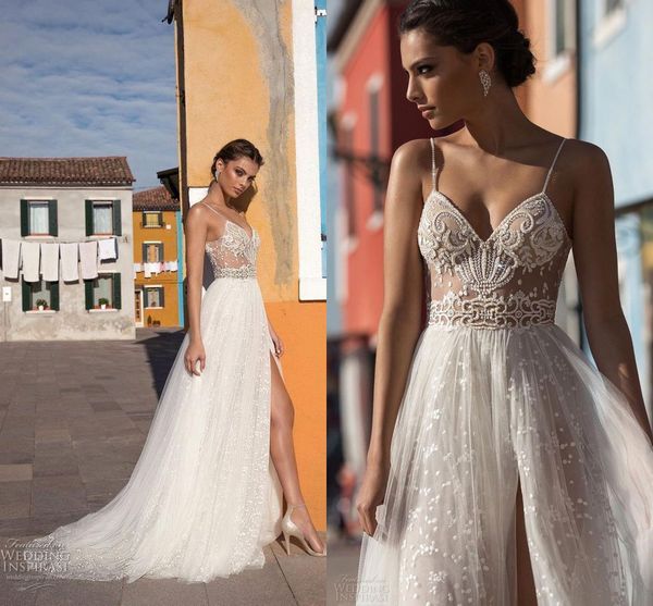 gali karten beach wedding dresses spaghetti straps lace tulle illusion split bohemia sweep train bohemian bridal wedding gowns bm0846, White
gali karten beach wedding dresses spaghetti straps lace tulle illusion split bohemia sweep train bohemian bridal wedding gowns bm0846, White
