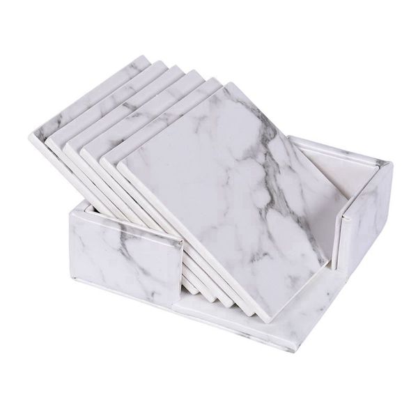 6pcs/set marble leather square drink coasters placemat cup mat pad holder kitchen tableware for home table kitchen decor
6pcs/set marble leather square drink coasters placemat cup mat pad holder kitchen tableware for home table kitchen decor