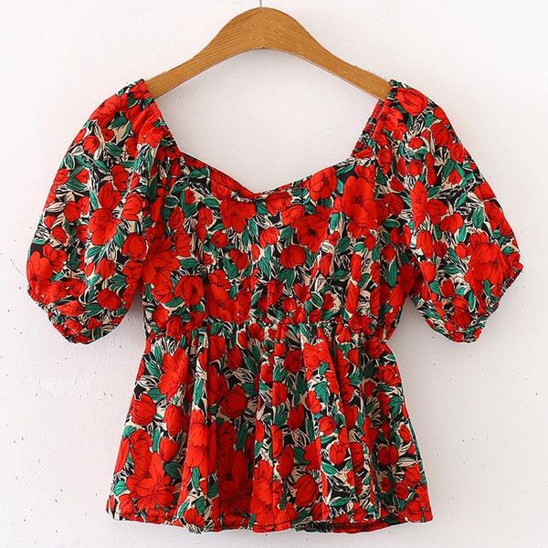 women's blouses & shirts fashion elegant blouse women summer french retro print short sleeve casual square collar blusas mujer de moda, White
women's blouses & shirts fashion elegant blouse women summer french retro print short sleeve casual square collar blusas mujer de moda, White