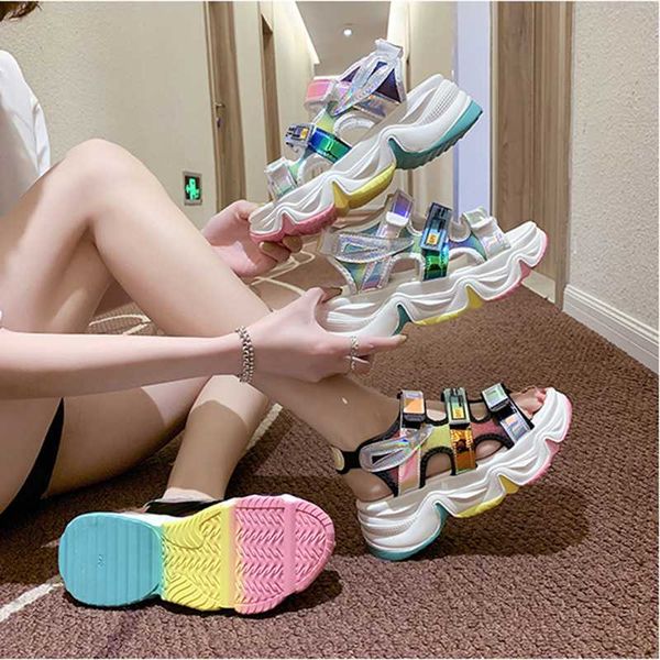 glitter mixed colors hollow out rome sandals women dazzling hook&loop wedges high heels gladiator sandalias rainbow sole sandale, Black
glitter mixed colors hollow out rome sandals women dazzling hook&loop wedges high heels gladiator sandalias rainbow sole sandale, Black