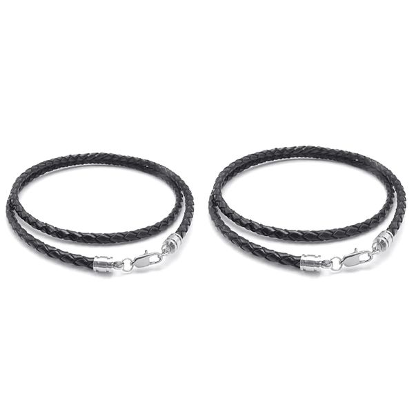 2 pcs jewelry men's necklace - 3mm cord - leather stainless steel for men color black silver with gift bag 55cm & 60cm
2 pcs jewelry men's necklace - 3mm cord - leather stainless steel for men color black silver with gift bag 55cm & 60cm