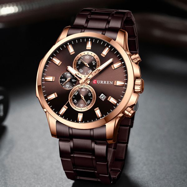 curren classic sporty black watch for men chronograph stainless steel quartz watches male wristwatch luminous hands reloj hombre, Slivery;brown
curren classic sporty black watch for men chronograph stainless steel quartz watches male wristwatch luminous hands reloj hombre, Slivery;brown