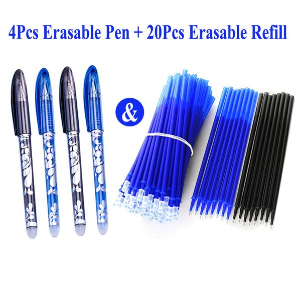 4+20pcs/set erasable gel pen 0.5mm erasable pen refill rod blue black ink washable handle for school stationery office writing
4+20pcs/set erasable gel pen 0.5mm erasable pen refill rod blue black ink washable handle for school stationery office writing