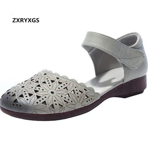 new cowhide printing hollow summer leather sandals round head soft comfort mother shoes fashion sandals casual flat, Black
new cowhide printing hollow summer leather sandals round head soft comfort mother shoes fashion sandals casual flat, Black